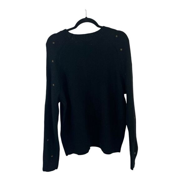 Lucky Brand Womens Size L Star Stud Black Crewneck Pullover Sweater - Picture 3 of 5